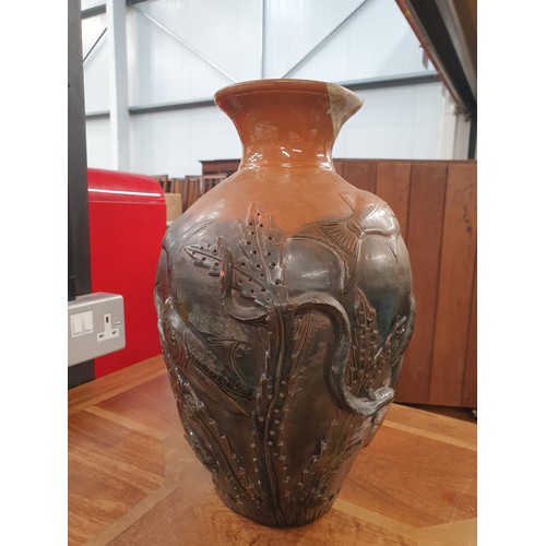 308 - A brown glazed Pottery Fish Vase by 