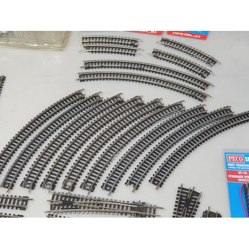 119 - A box of Peco N gauge Set Track including Straights, Curves, Points, Tidy Track Cleaner, Buffers, Ba... 