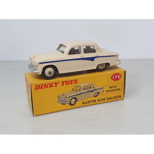 189 - A boxed Dinky Toys No.176 Austin A105 Saloon, cream with blue flash, Nr M-M, box superb