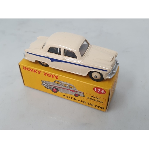 189 - A boxed Dinky Toys No.176 Austin A105 Saloon, cream with blue flash, Nr M-M, box superb