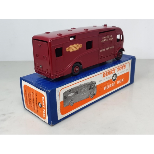 192 - A boxed Dinky Toys No.581 British Railways Horse Box, Nr M-M, box Ex plus with rear packer