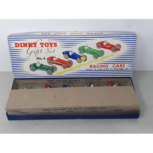 212 - A Dinky Toys No.4 Racing Car Gift Set, superb set throughout. Box has no splits or repairs, comes wi... 