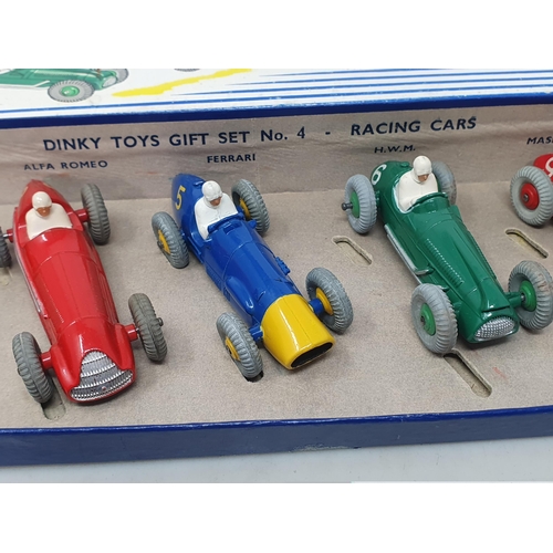 212 - A Dinky Toys No.4 Racing Car Gift Set, superb set throughout. Box has no splits or repairs, comes wi... 