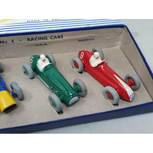 212 - A Dinky Toys No.4 Racing Car Gift Set, superb set throughout. Box has no splits or repairs, comes wi... 