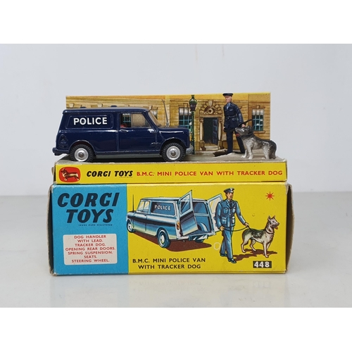 213 - A boxed Corgi Toys No.448 B.M.C. Mini Police Van with Police Tracker Dog, Nr M-M, box Ex plus