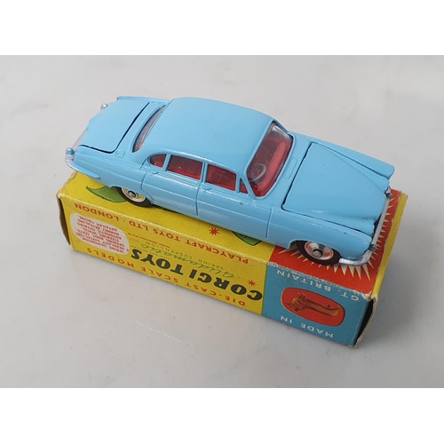 215 - A boxed Corgi Toys No.238 pale blue Jaguar Mk.10, Nr M, box Ex