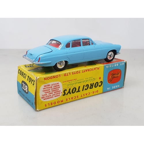 215 - A boxed Corgi Toys No.238 pale blue Jaguar Mk.10, Nr M, box Ex