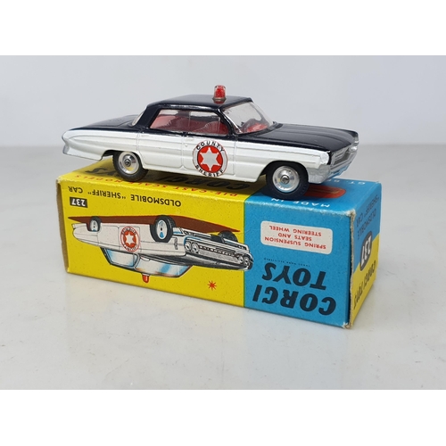 217 - A boxed Corgi Toys No.237 Oldsmobile Sheriff Car, Nr M-M, box superb with packing ring