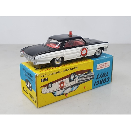 217 - A boxed Corgi Toys No.237 Oldsmobile Sheriff Car, Nr M-M, box superb with packing ring