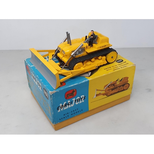 219 - A boxed Corgi Toys No.1107 dark yellow Euclid TC-12, Ex plus, box VG-E with base card