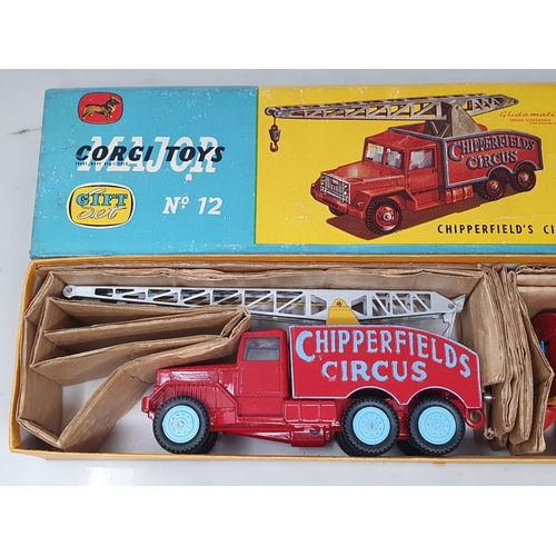 224 - A boxed Corgi Toys Gift Set No.12 Chipperfield's Circus Crane Truck and Cage, Nr M-M, box Ex plus wi... 