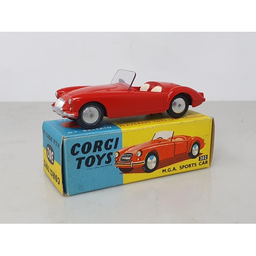 229 - A boxed Corgi Toys No.302 red M.G.A. Sports Car, Nr M-M, box Ex plus