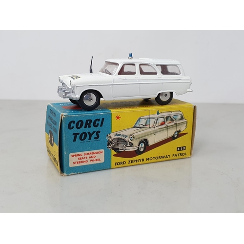 236 - A boxed Corgi Toys No.419 Ford Zephyr Patrol Car, Nr M-M, box Ex