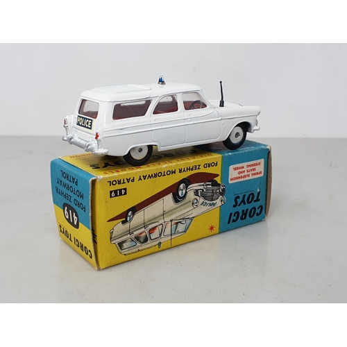 236 - A boxed Corgi Toys No.419 Ford Zephyr Patrol Car, Nr M-M, box Ex