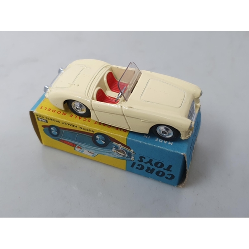 237 - A boxed Corgi Toys No.300 cream Austin-Healey Sports, Nr M-M, box Ex plus