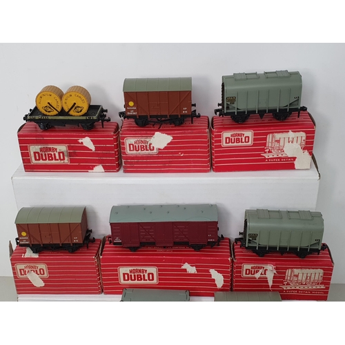 348 - Twenty one boxed Hornby Dublo 2-rail Wagons including 4300 Blue Spot Fish Van, 4305 W.R. Passenger F... 