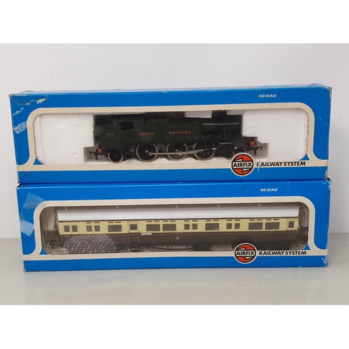 351 - A boxed Airfix 00 gauge G.W.R. 2-6-2 Prairie Tank Locomotive and two Autocoaches