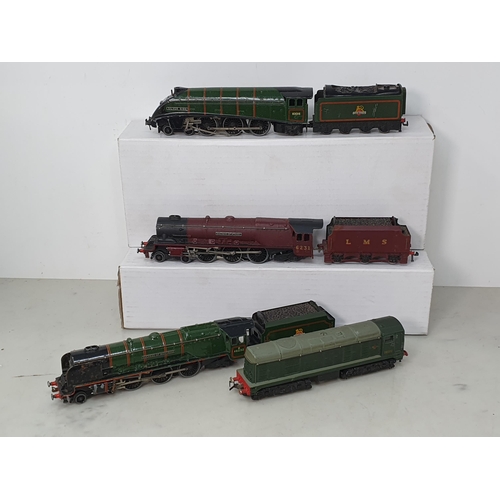 356 - Four unboxed Hornby Dublo 3-rail Locomotives including gloss 'Duchess of Montrose', matt 'Duchess of... 