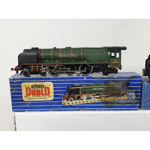 74 - Three Hornby Dublo 3-rail Locomotives including a boxed EDL12 'Duchess of Montrose' with boxed D12 T... 