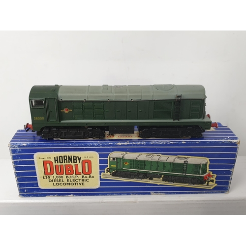 81 - Three boxed Hornby Dublo L30 Bo-Bo diesel Locomotive, No.3217 0-6-2T and No.3231 diesel Shunter