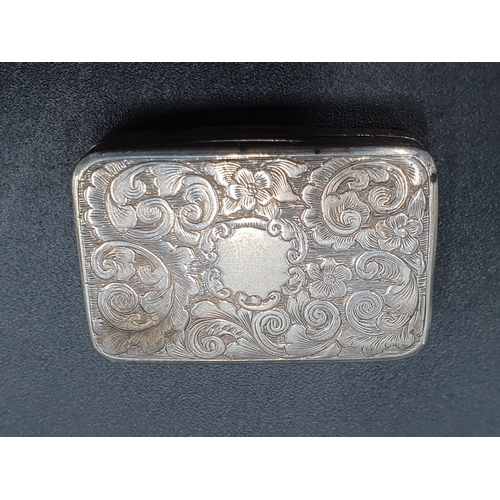 29 - A Victorian silver Vinaigrette with floral and scroll engraving, vacant cartouche, the gilt grille w... 