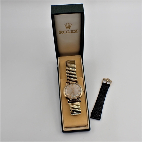 138 - A gentleman's 1950's Rolex Precision Wristwatch the textured dial with coronet at 12, arabic numeral... 