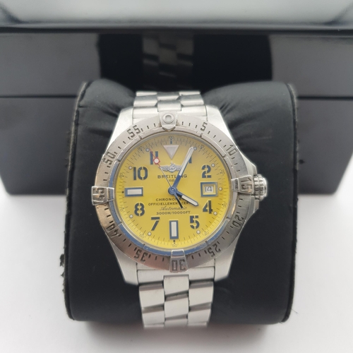 151 - A gentleman's Breitling Avenger Seawolf Wristwatch the yellow dial with minute track, luminous marke... 