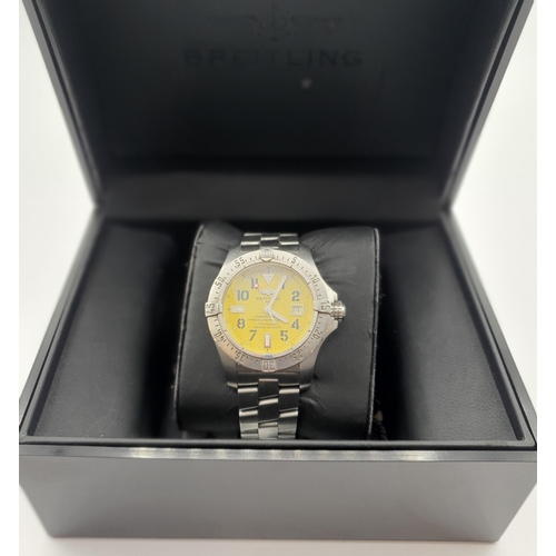 151 - A gentleman's Breitling Avenger Seawolf Wristwatch the yellow dial with minute track, luminous marke... 