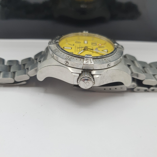 151 - A gentleman's Breitling Avenger Seawolf Wristwatch the yellow dial with minute track, luminous marke... 