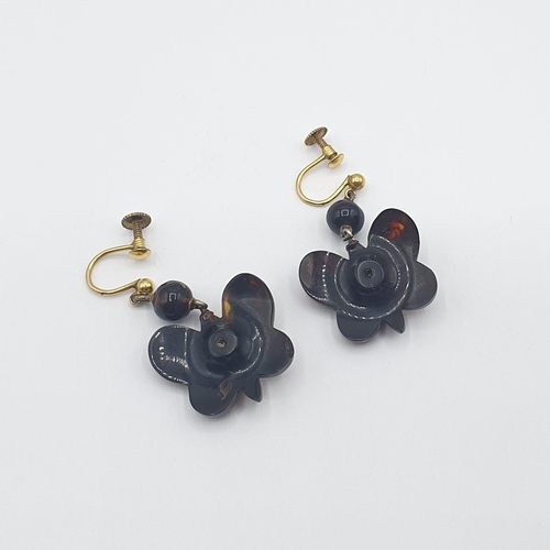 166 - A pair of Piqué Butterfly Earrings on screw fittings