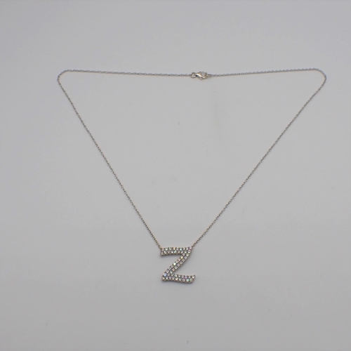 173 - A Diamond Necklace formed as the letter 'Z' pavé-set throughout brilliant-cut stones on fine chain i... 