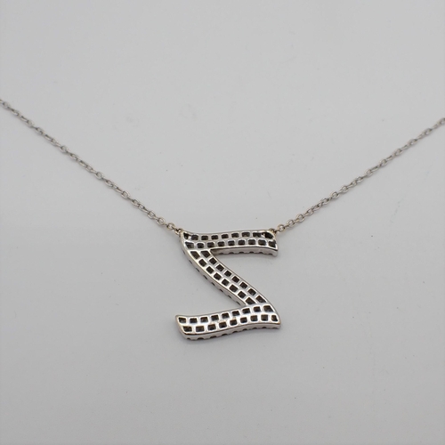 173 - A Diamond Necklace formed as the letter 'Z' pavé-set throughout brilliant-cut stones on fine chain i... 