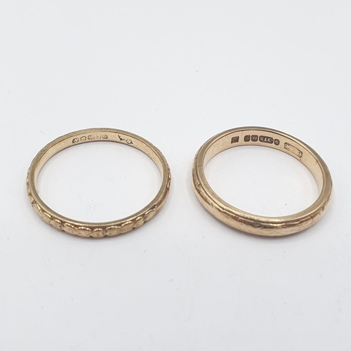 180 - Two 9ct gold Wedding Bands, approx 4.20gms