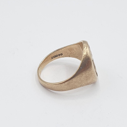 206 - A 9ct gold Signet Ring embossed initial, ring size P 1/2, approx 7.60gms