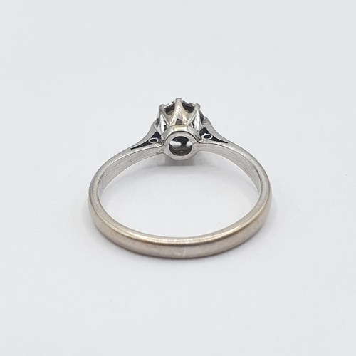 216 - A Diamond single stone Ring illusion-set brilliant-cut stone in 18ct white gold, ring size J, approx... 