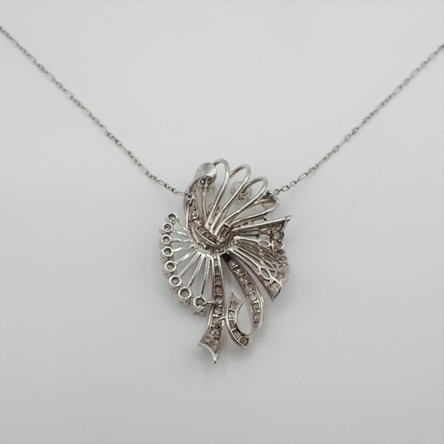 219 - A Diamond flower spray Necklace the openwork plaque claw and millegrain-set brilliant-cut stones thr... 