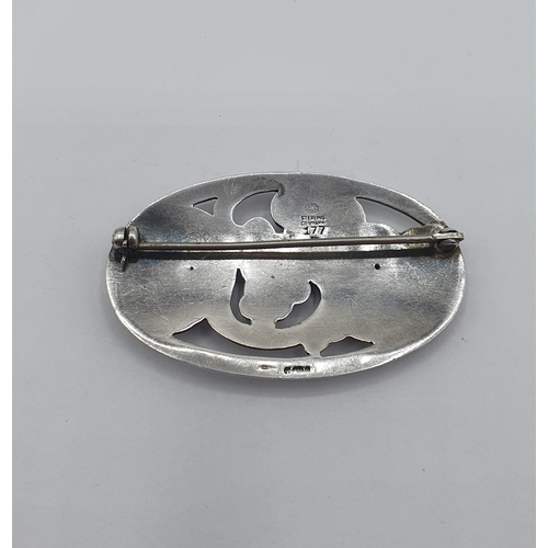 226 - A Georg Jensen Danish silver Brooch of fruiting vine in oval frame number 177 B, approx 5.5cms wide