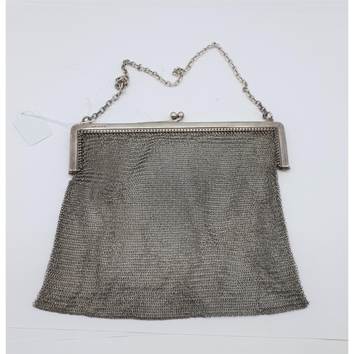 241 - A George V silver chain link Evening Purse, Birmingham 1916, engraved A E Batten, Northampton