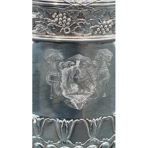 119 - A George III silver Wine Cooler with fruiting vine friezes, leafage scroll and ring handles, semi-ga... 