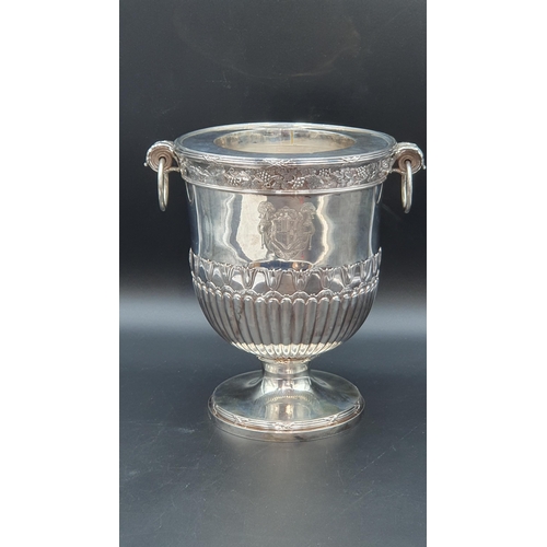 119 - A George III silver Wine Cooler with fruiting vine friezes, leafage scroll and ring handles, semi-ga... 