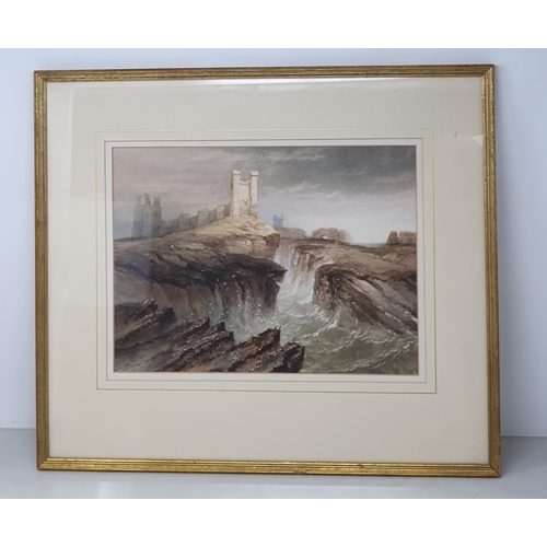 263 - HENRY BARLOW CARTER (1804-1868) Castle ruins on a rocky outcrop, signed and dated (18)44, watercolou... 