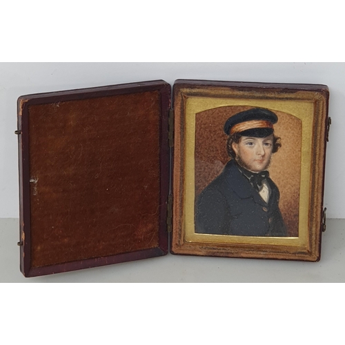 274 - ENGLISH SCHOOL C.1850. Portrait miniature of Thomas Burlace, 'Seaman', half-length, wearing a dark j... 