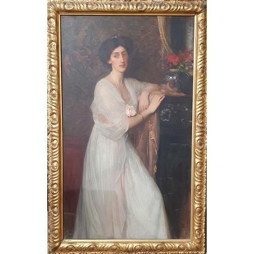 276 - GEORGE SPENCER WATSON ROI, RP, ARA, RA (1869-1934)
Portrait of Mrs William Tisdall, (Elsie Gardiner)... 