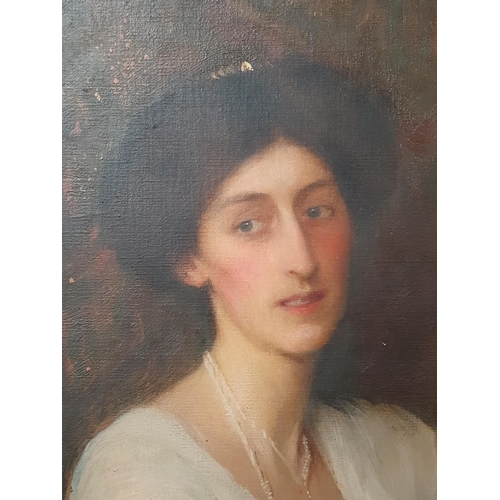 276 - GEORGE SPENCER WATSON ROI, RP, ARA, RA (1869-1934)
Portrait of Mrs William Tisdall, (Elsie Gardiner)... 