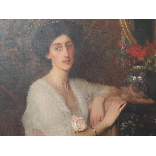 276 - GEORGE SPENCER WATSON ROI, RP, ARA, RA (1869-1934)
Portrait of Mrs William Tisdall, (Elsie Gardiner)... 