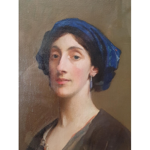 281 - GEORGE SPENCER WATSON ROI, RP, ARA,RA (1869-1934). Portrait of Lillian Gardiner (Mrs Jack Allen) hal... 