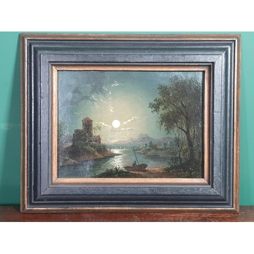 291 - SEBASTIAN PETHER (1793-1844). A moonlit river landscape, oil on canvas, 6 x 7 1/2 in

For another wo... 