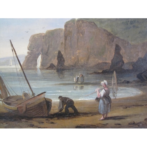 299 - THOMAS LUNY (1759-1837). Fisherfolk on a Shore, bears strengthened (?) signature and date 1831, oil ... 