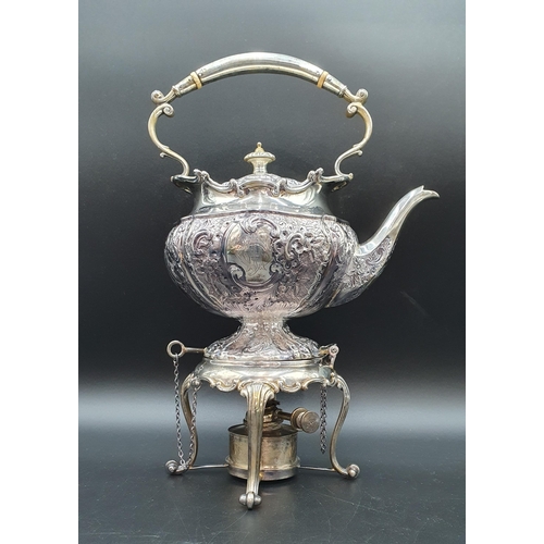 116 - A George V silver five piece Tea and Coffee Service with floral embossing, rococo cartouches engrave... 