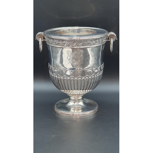 119 - A George III silver Wine Cooler with fruiting vine friezes, leafage scroll and ring handles, semi-ga... 